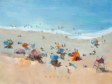 As if someone cast&ensp;confetti on the cliff above Lagunas Heisler Park, color specs fall upon the sandy beach below