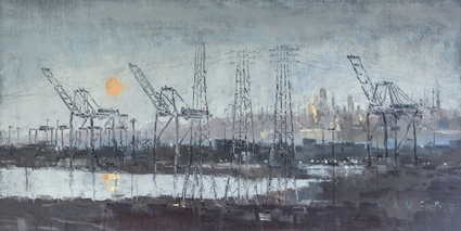 It is a pouty Winter afternoon in Southern California as the San Pedro cargo ship cranes keeps the sky full of activity