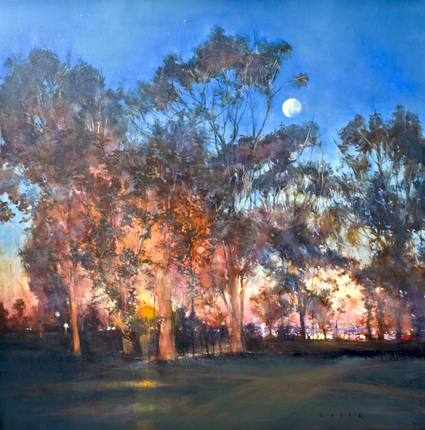 279 - Harbor oil painting by artist April Raber