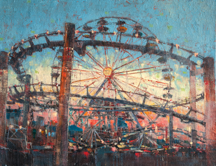 Circles upon circles.&ensp;It is a busy day on the Santa Monica Pier