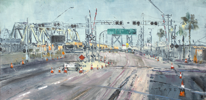 A small study of a scene that those who drive in the harbor area are too familiar with