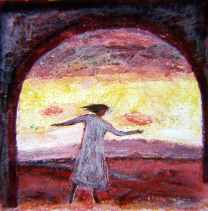 Dark Hands of Earth - Early oil painting by artist April Raber